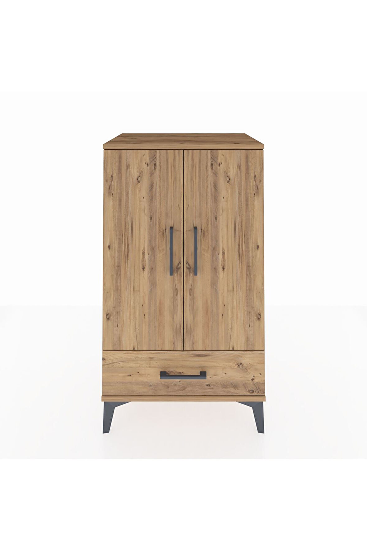 Hyperion Komodin 3 Raflı Tek Çekmeceli 2 Kapaklı 60x44x106 Çam-Çam