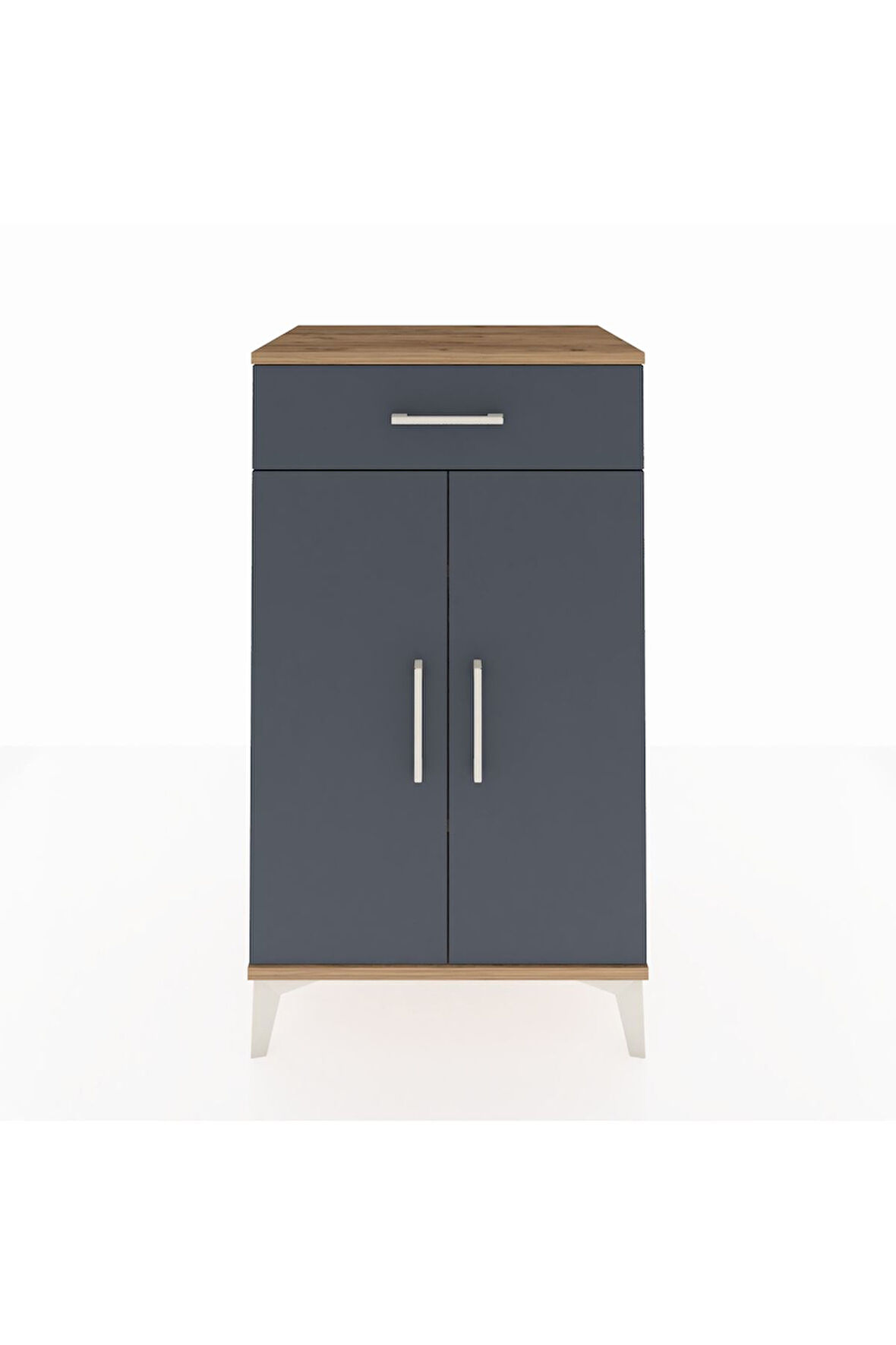 Hyperion Komodin 2 Raflı Tek Çekmeceli 2 Kapaklı 60x44x106 Çam-Antrasit