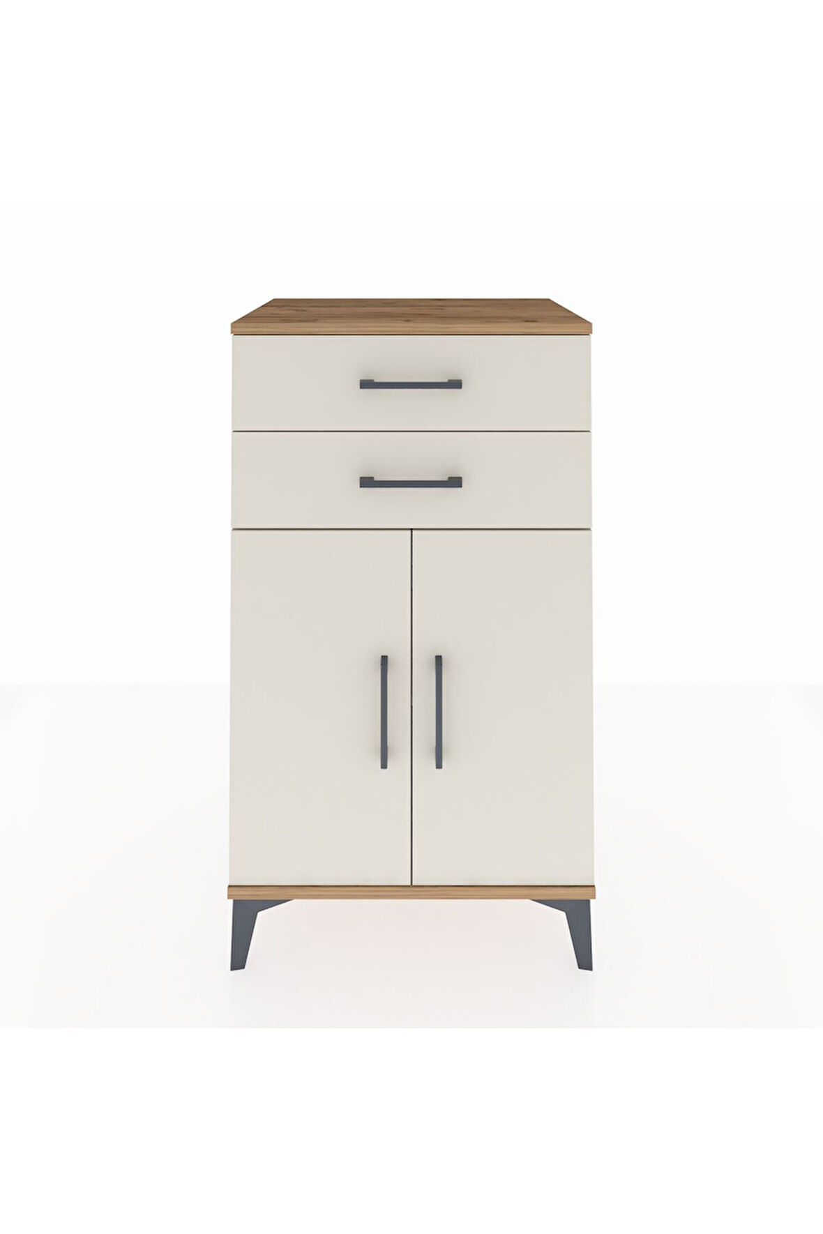 Hyperion Komodin Tek Raflı 2 Çekmeceli 2 Kapaklı 60x44x106 Çam-Aytaşı