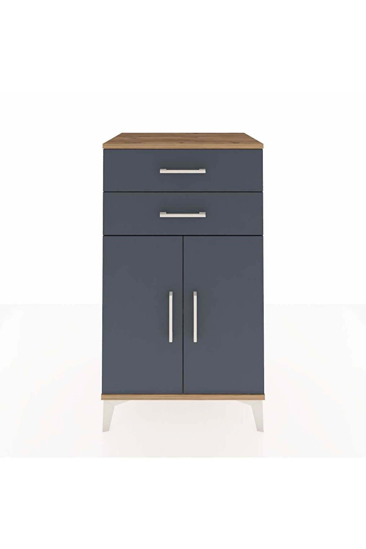 Hyperion Komodin Tek Raflı 2 Çekmeceli 2 Kapaklı 60x44x106 Çam-Antrasit