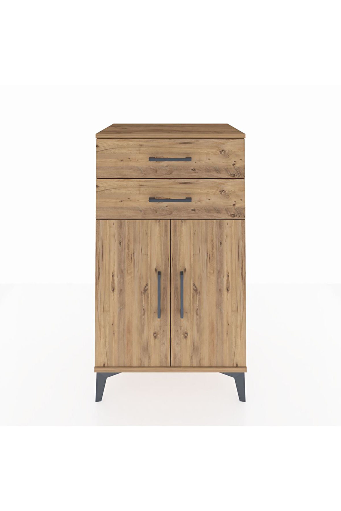 Hyperion Komodin Tek Raflı 2 Çekmeceli 2 Kapaklı 60x44x106 Çam-Çam