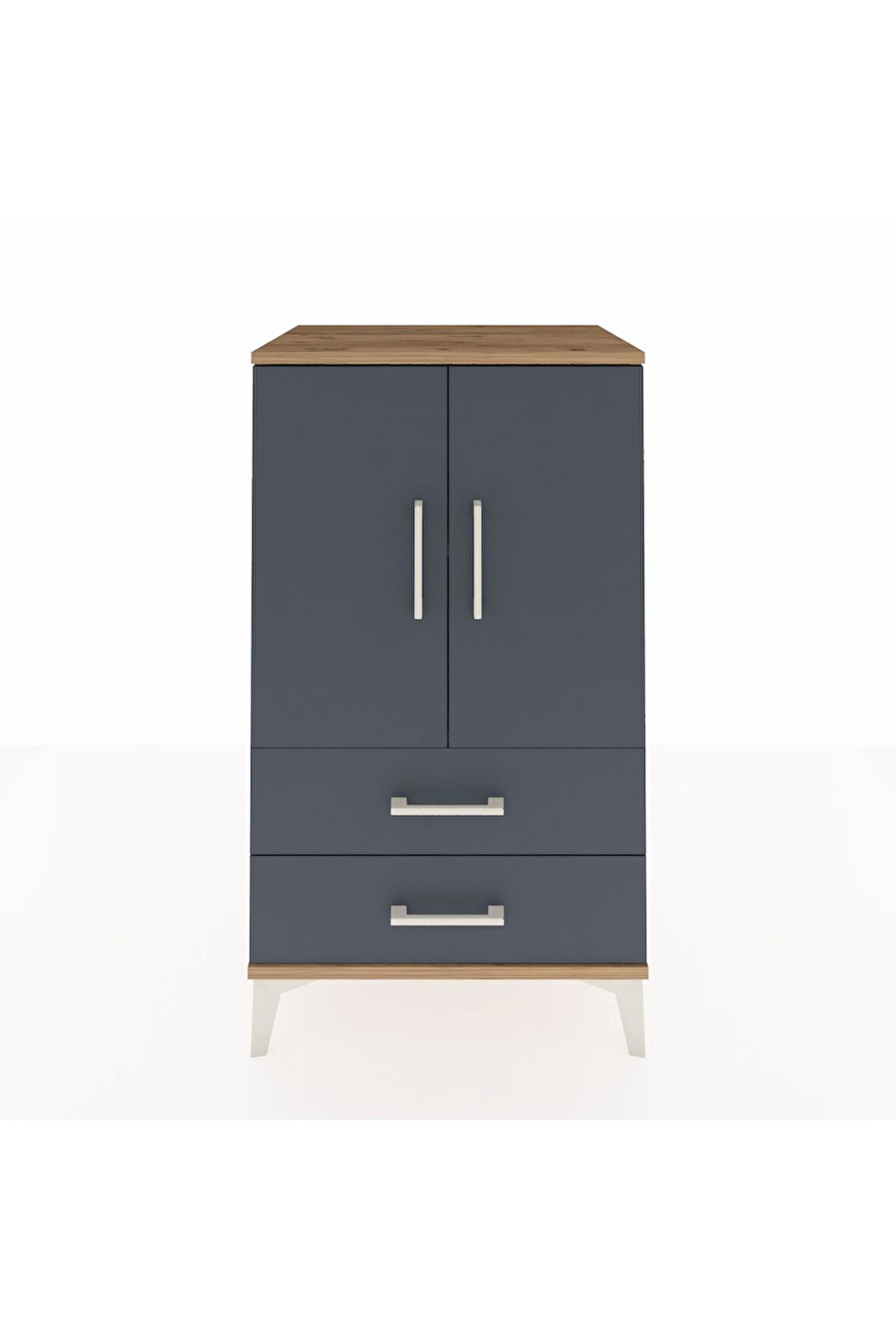 Hyperion Komodin 2 Raflı 2 Çekmeceli 2 Kapaklı 60x44x106 Çam-Antrasit