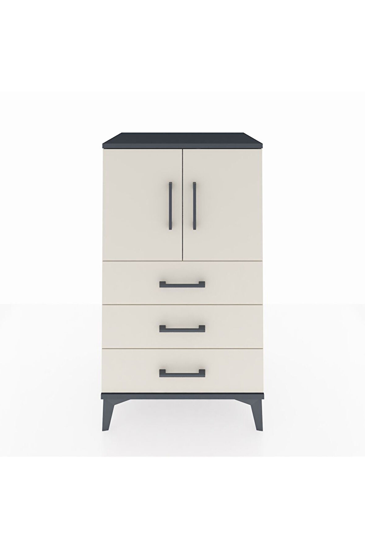 Hyperion Komodin 2 Raflı 3 Çekmeceli 2 Kapaklı 60x44x106 Antrasit-Aytaşı