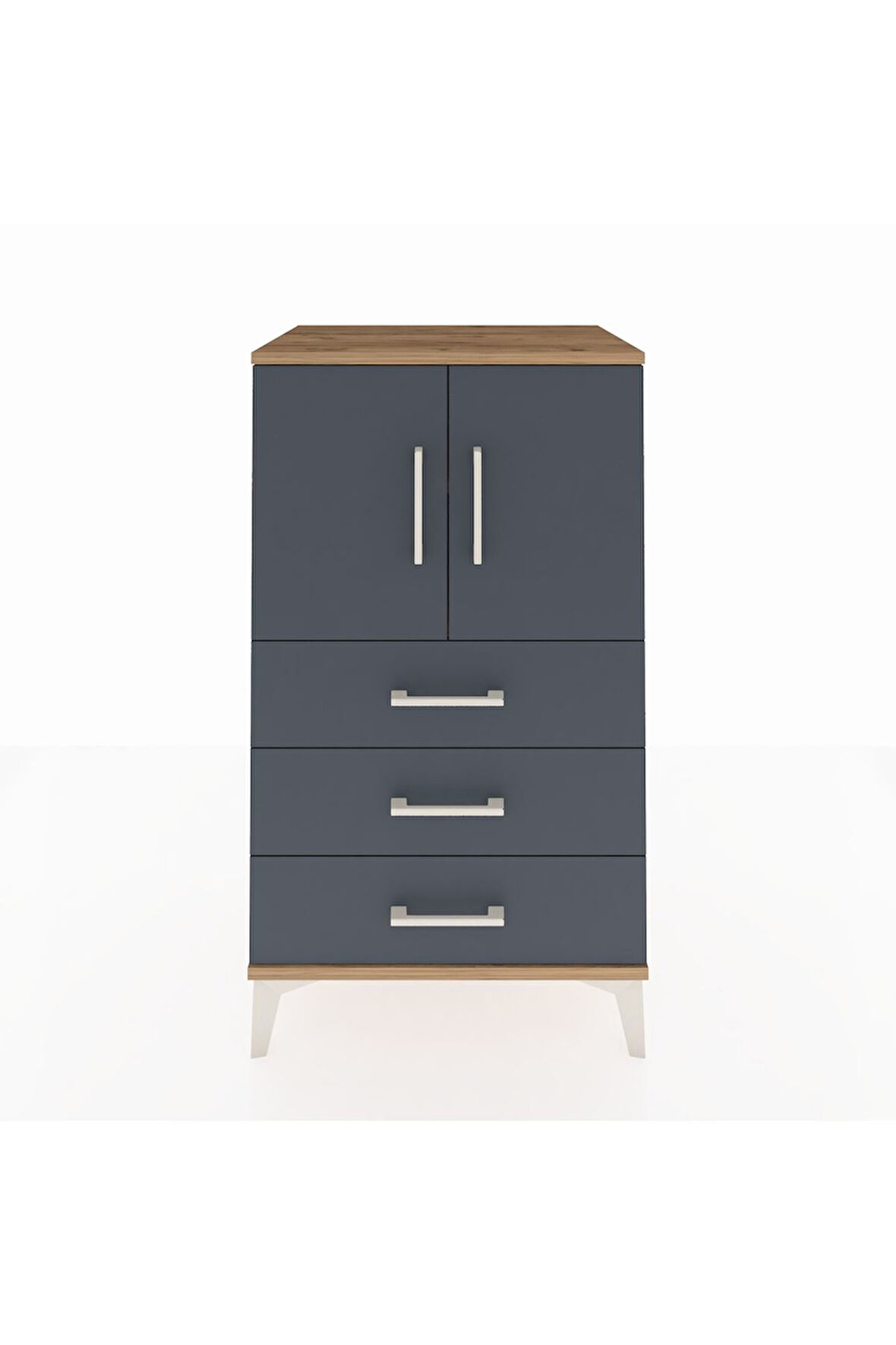 Hyperion Komodin 2 Raflı 3 Çekmeceli 2 Kapaklı 60x44x106 Çam-Antrasit