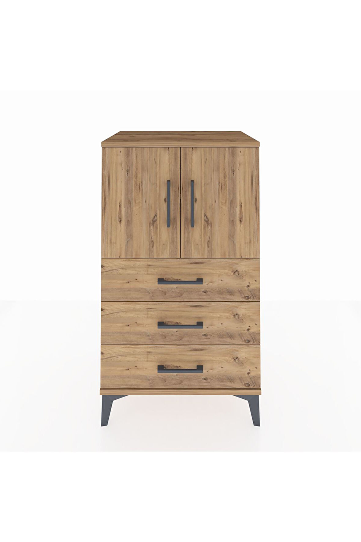 Hyperion Komodin 2 Raflı 3 Çekmeceli 2 Kapaklı 60x44x106 Çam-Çam