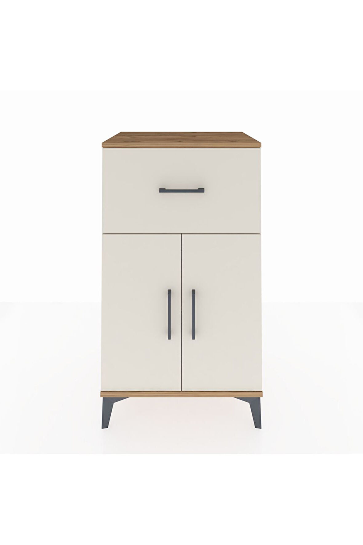 Hyperion Komodin Tek Raflı Tek Çekmeceli 2 Kapaklı 60x44x106 Çam-Aytaşı