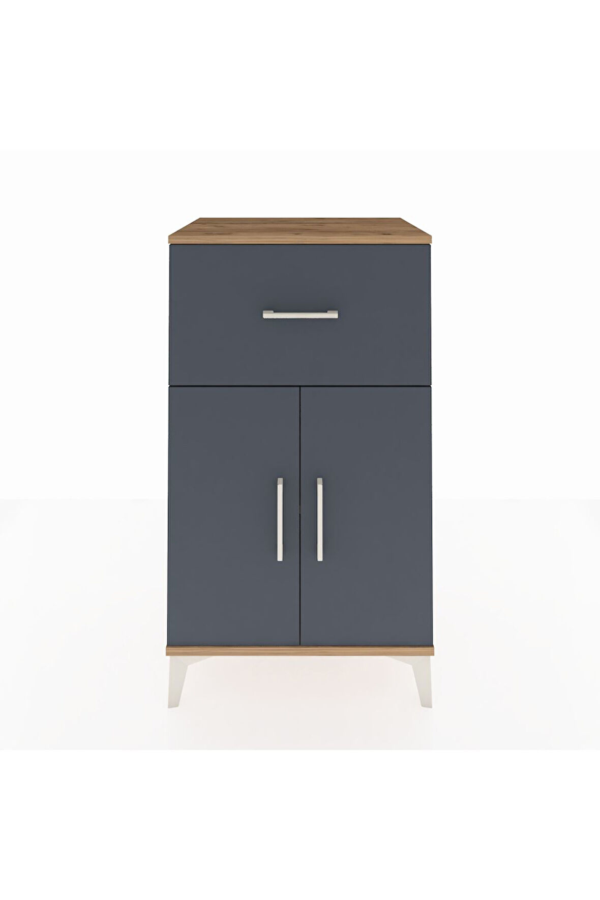 Hyperion Komodin Tek Raflı Tek Çekmeceli 2 Kapaklı 60x44x106 Çam-Antrasit
