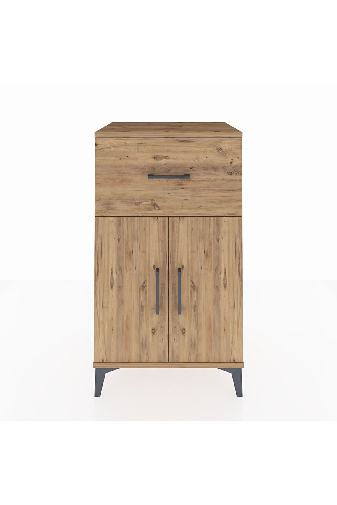 Hyperion Komodin Tek Raflı Tek Çekmeceli 2 Kapaklı 60x44x106 Çam-Çam