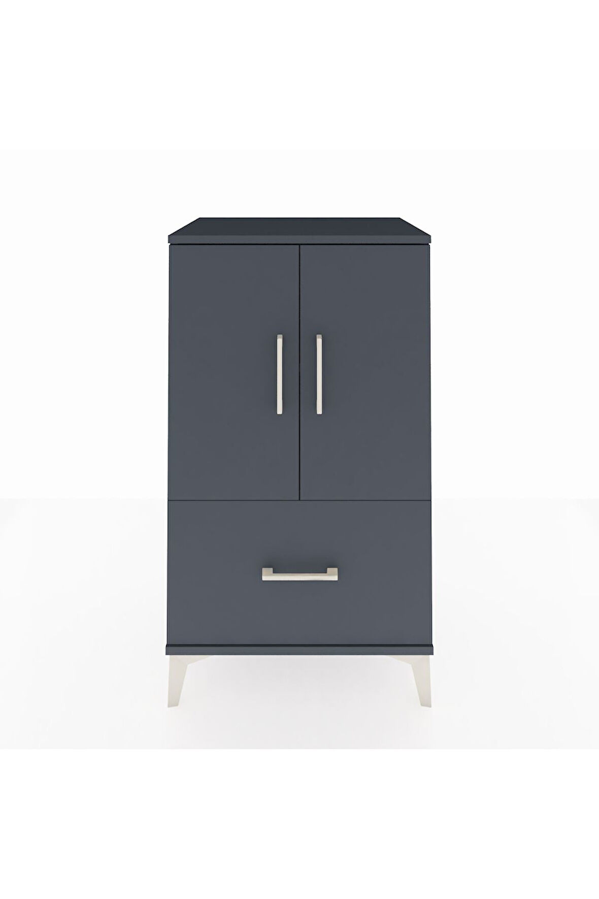 Hyperion Komodin 2 Raflı Tek Çekmeceli 2 Kapaklı 60x44x106 Antrasit-Antrasit