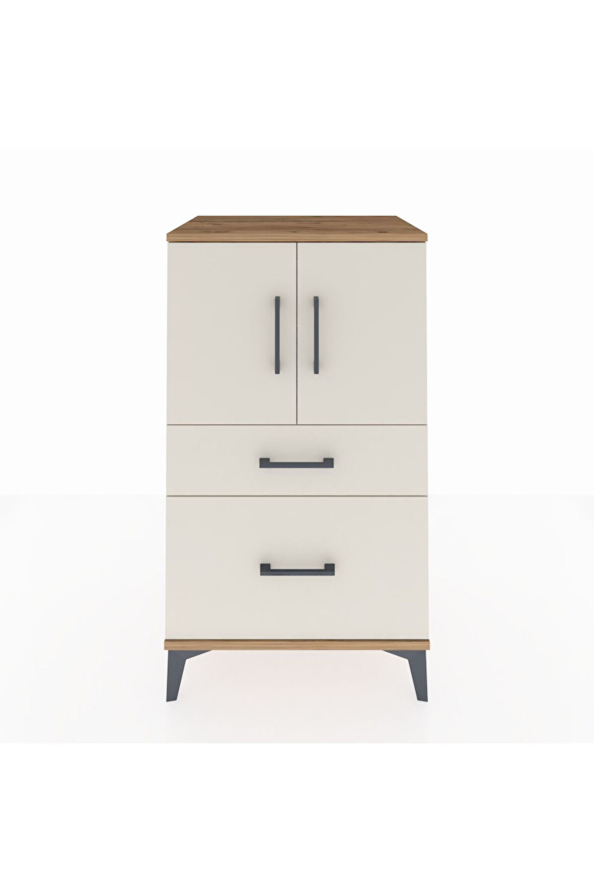 Hyperion Komodin 2 Raflı 2 Çekmeceli 2 Kapaklı 60x44x106 Çam-Aytaşı