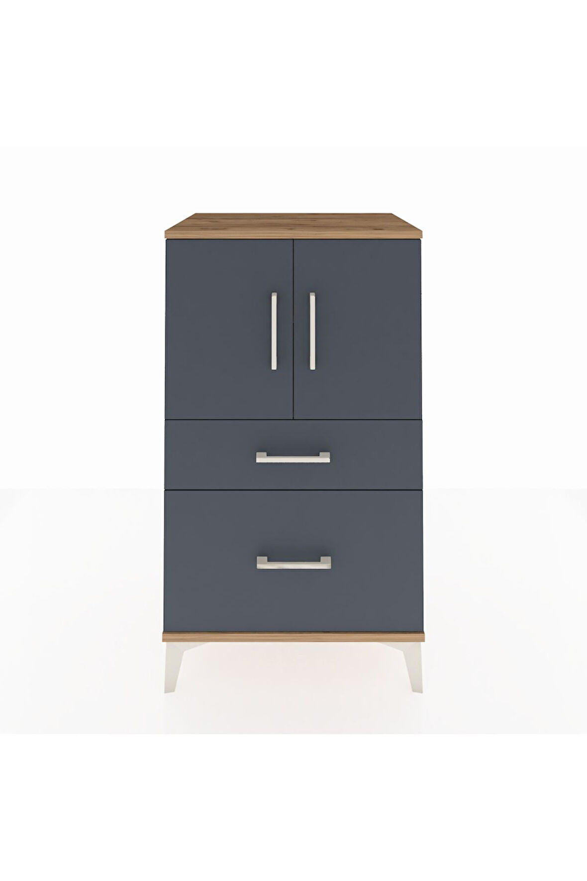 Hyperion Komodin 2 Raflı 2 Çekmeceli 2 Kapaklı 60x44x106 Çam-Antrasit