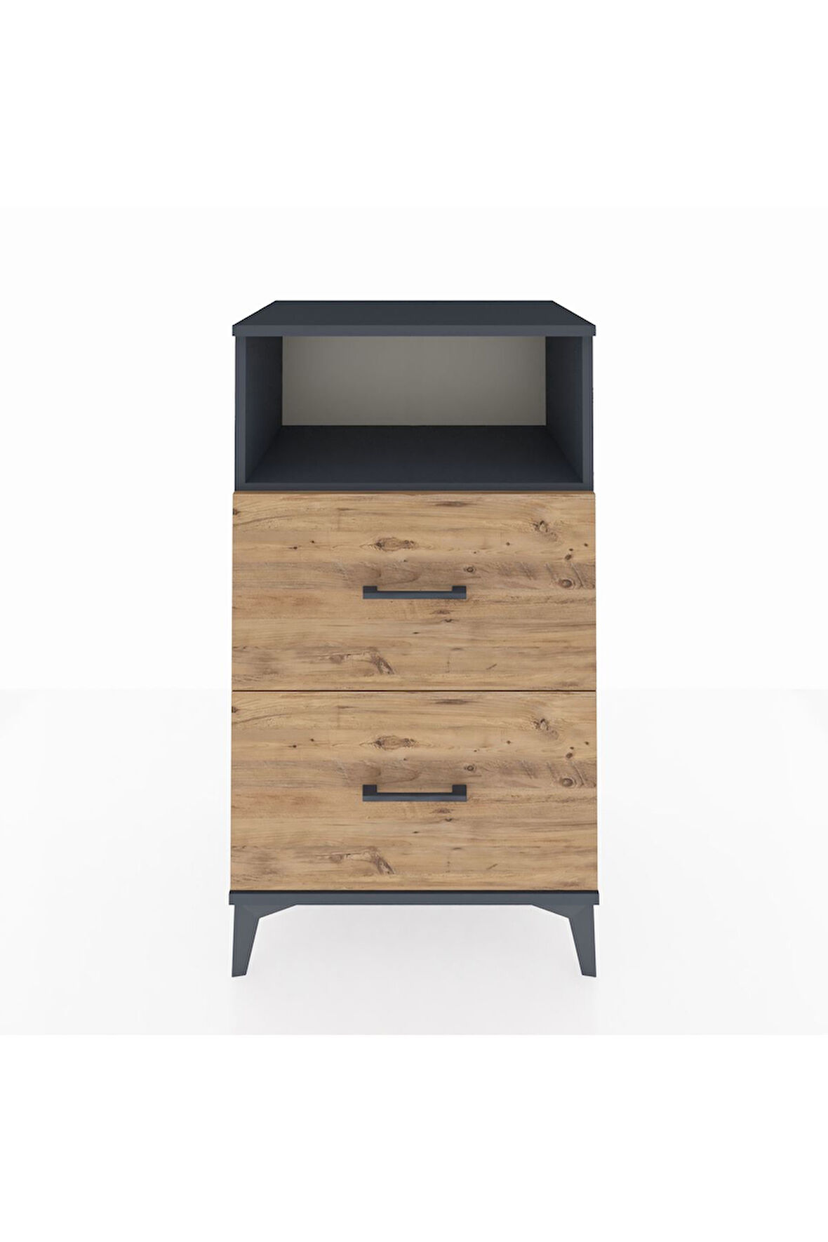 Hyperion Komodin Tek Raflı 2 Çekmeceli 60x44x106 Antrasit-Çam
