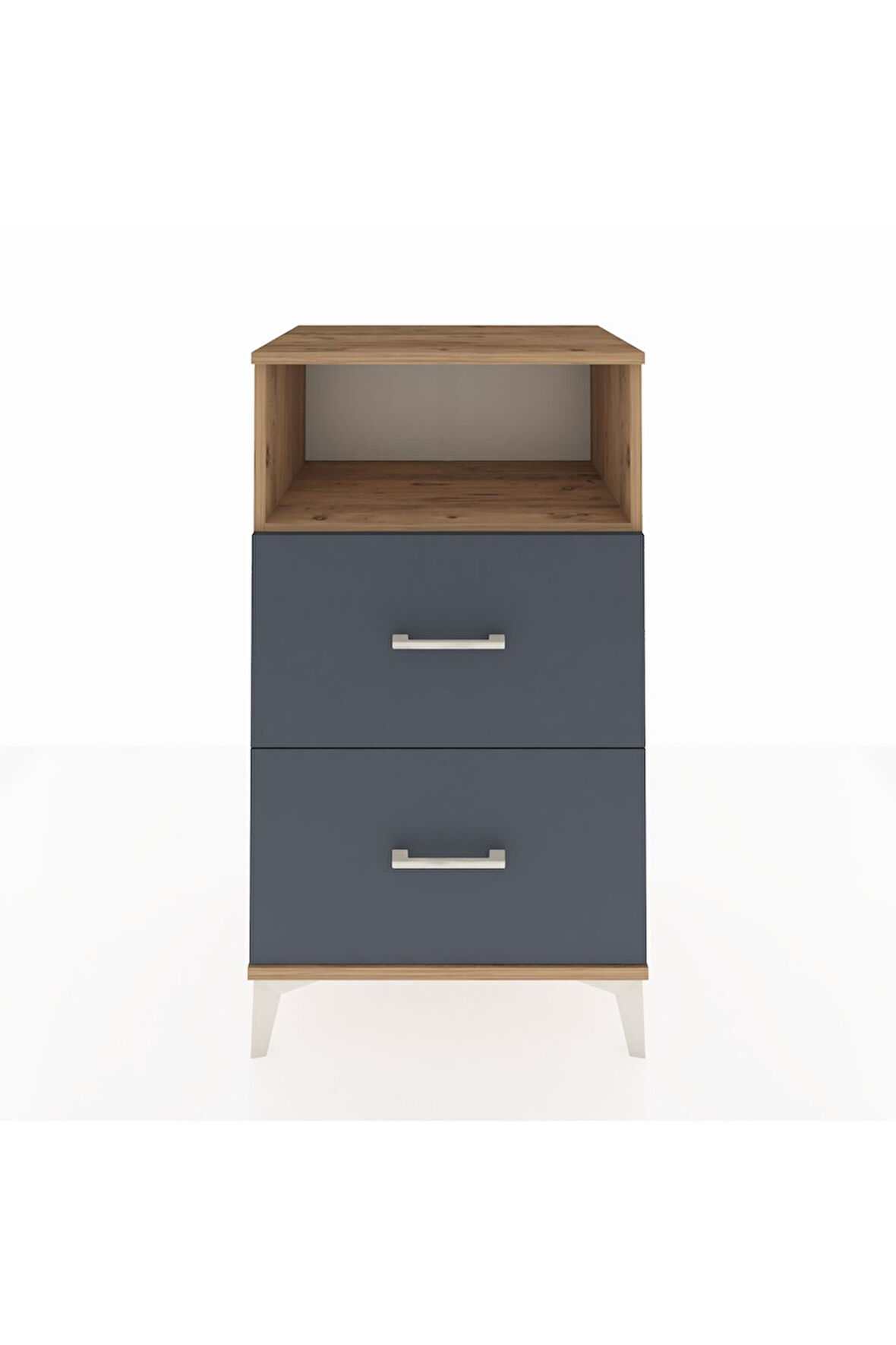 Hyperion Komodin Tek Raflı 2 Çekmeceli 60x44x106 Çam-Antrasit