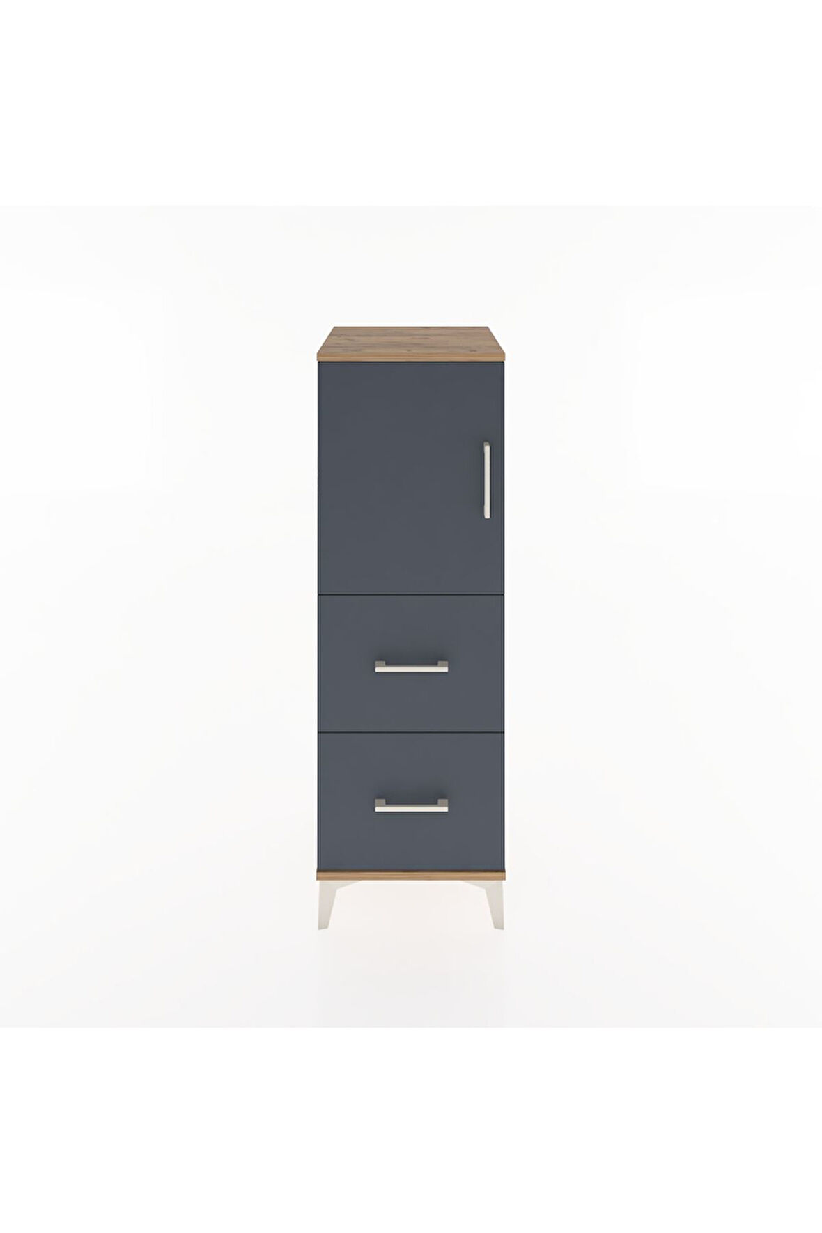 Hyperion Dolap 2 Raflı 2 Çekmeceli Tek Kapaklı 44x44x134 Çam-Antrasit