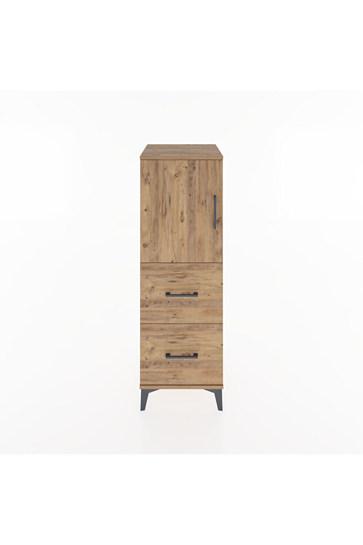 Hyperion Dolap 2 Raflı 2 Çekmeceli Tek Kapaklı 44x44x134 Çam-Çam