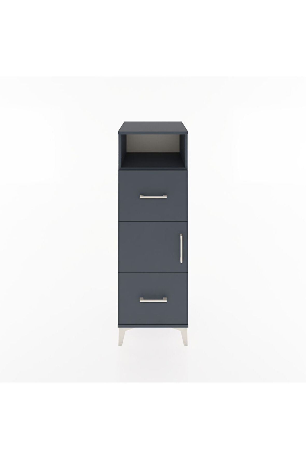 Hyperion Dolap 2 Raflı 2 Çekmeceli Tek Kapaklı 44x44x134 Antrasit-Antrasit