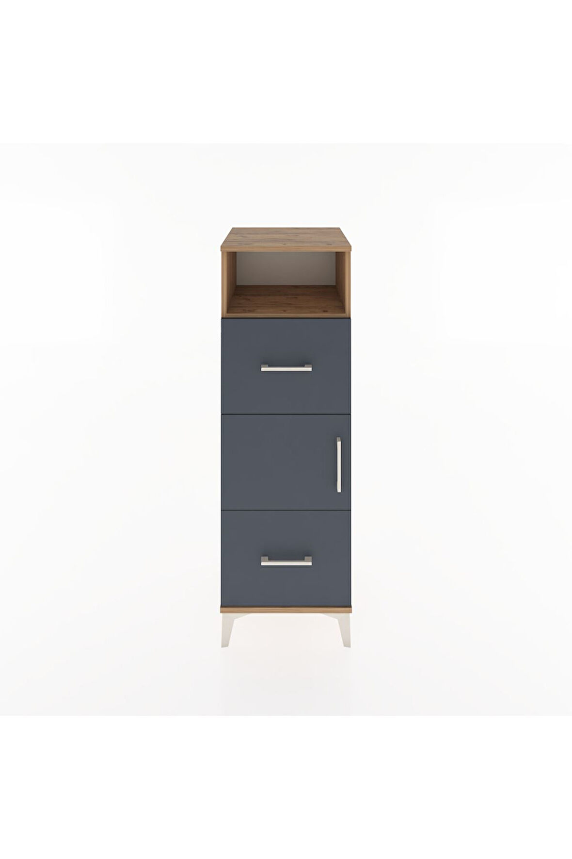 Hyperion Dolap 2 Raflı 2 Çekmeceli Tek Kapaklı 44x44x134 Çam-Antrasit