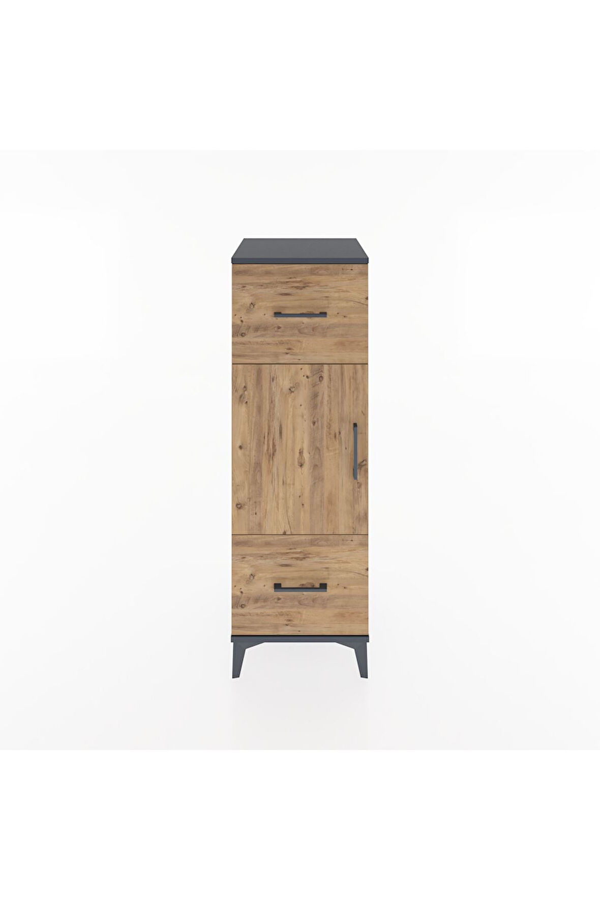 Hyperion Dolap 2 Raflı 2 Çekmeceli Tek Kapaklı 44x44x134 Antrasit-Çam