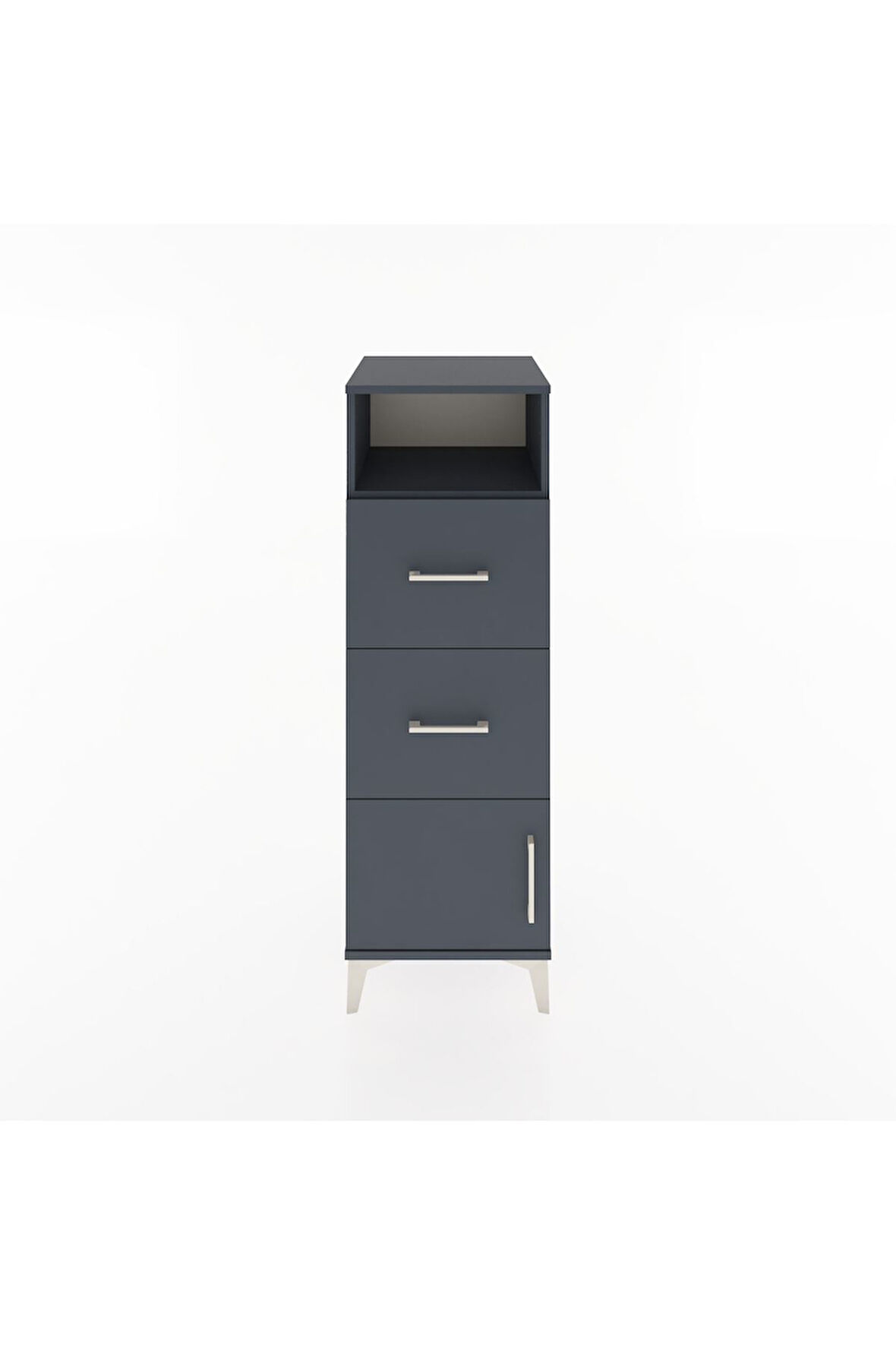 Hyperion Dolap Tek Raflı 2 Çekmeceli Tek Kapaklı 44x44x134 Antrasit-Antrasit