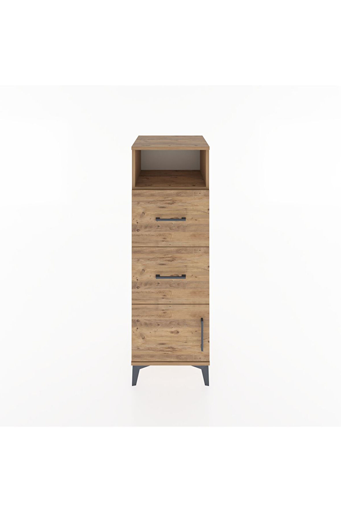 Hyperion Dolap Tek Raflı 2 Çekmeceli Tek Kapaklı 44x44x134 Çam-Çam