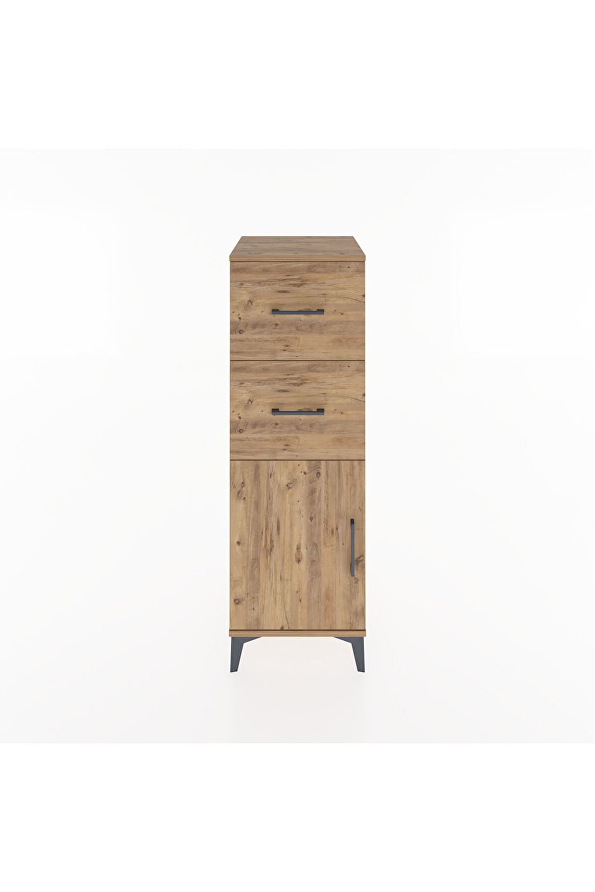 Hyperion Dolap Tek Raflı 2 Çekmeceli Tek Kapaklı 44x44x134 Çam-Çam