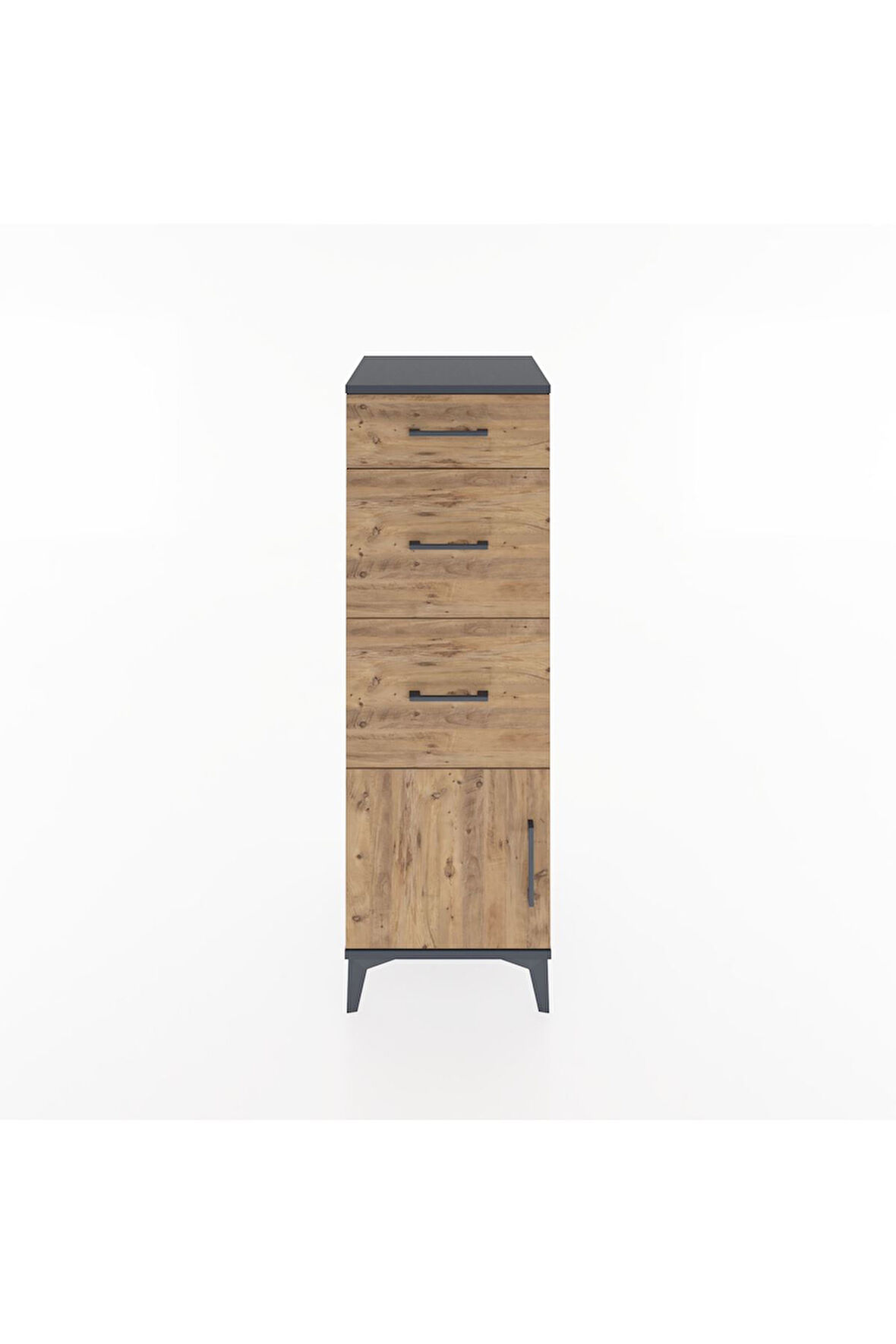 Hyperion Dolap 3 Çekmeceli Tek Kapaklı 44x44x134 Antrasit-Çam