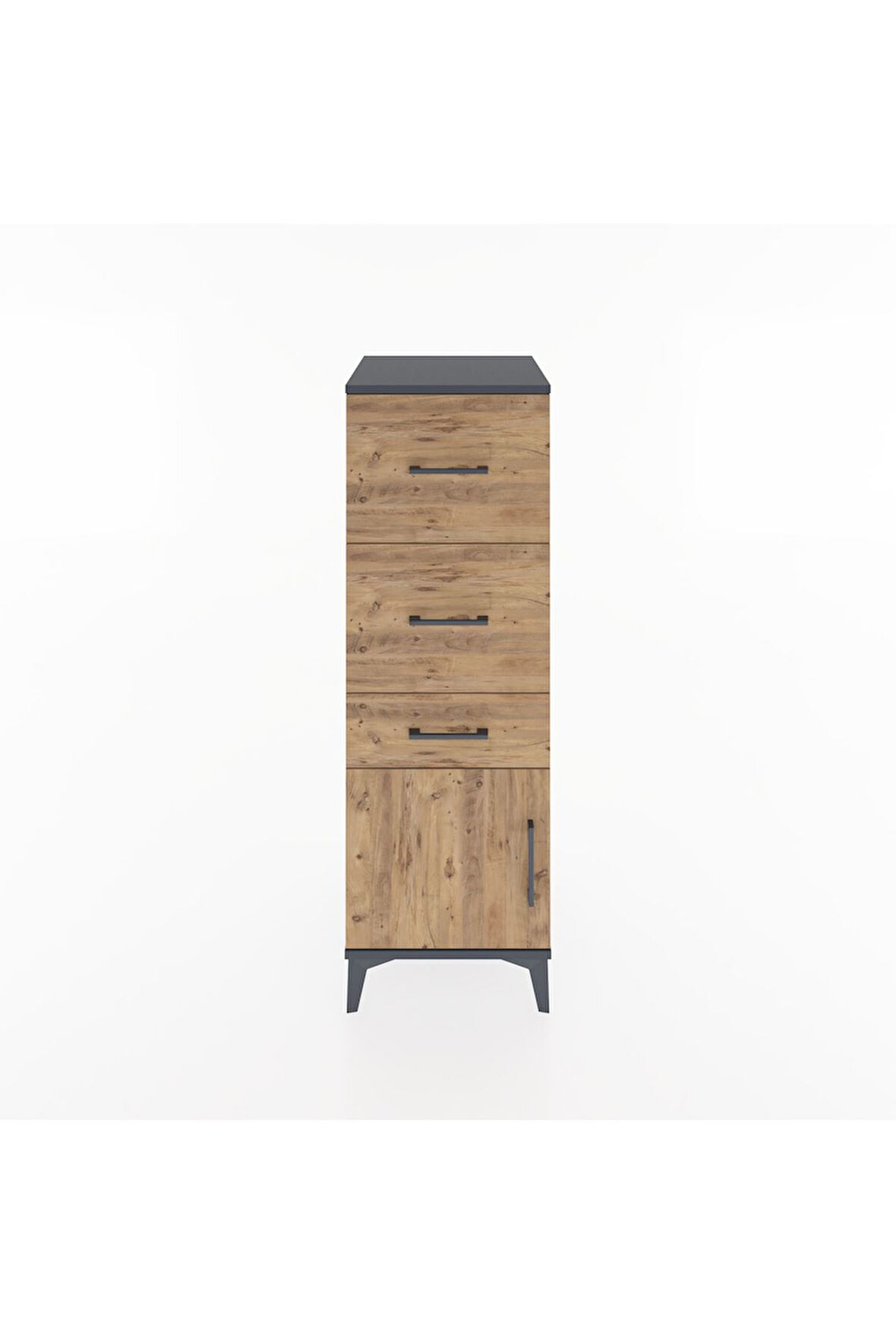 Hyperion Dolap 3 Çekmeceli Tek Kapaklı 44x44x134 Antrasit-Çam