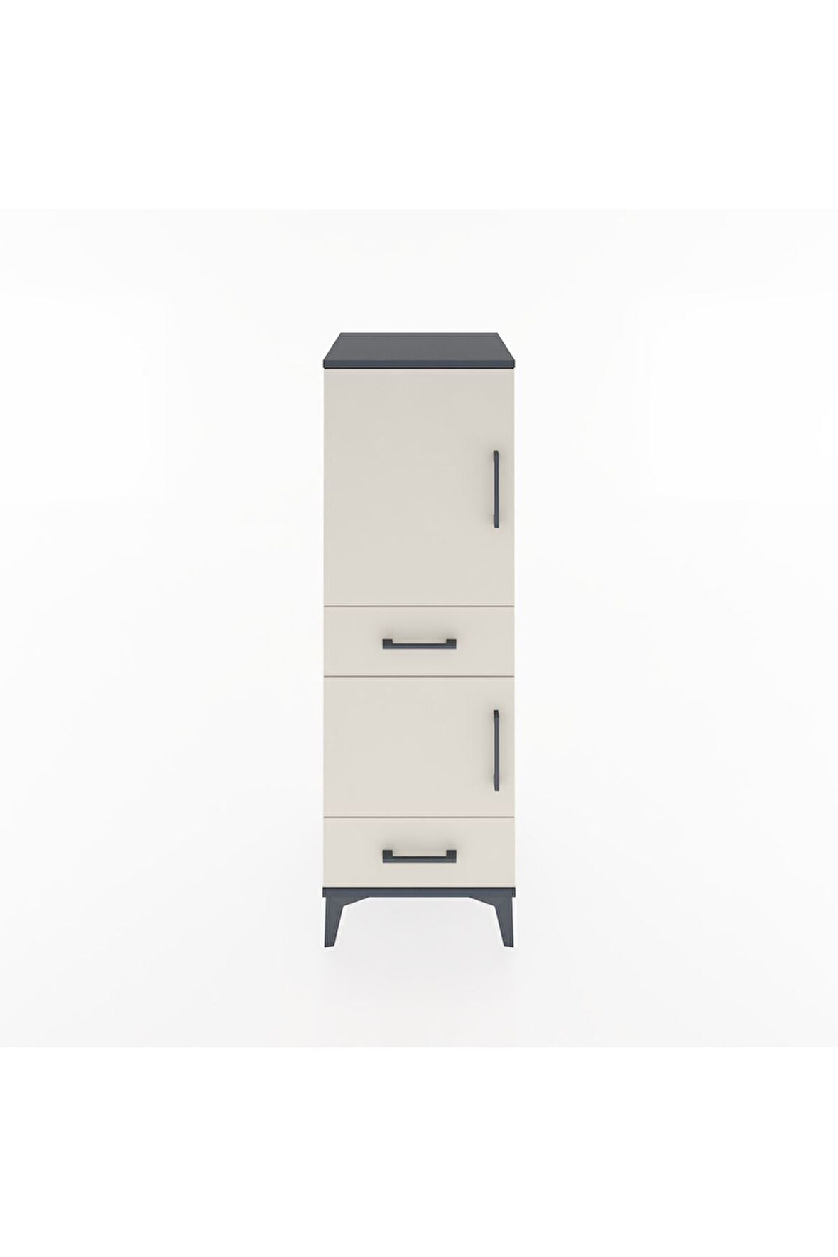 Hyperion Dolap 3 Raflı 2 Çekmeceli 2 Kapaklı 44x44x134 Antrasit-Aytaşı
