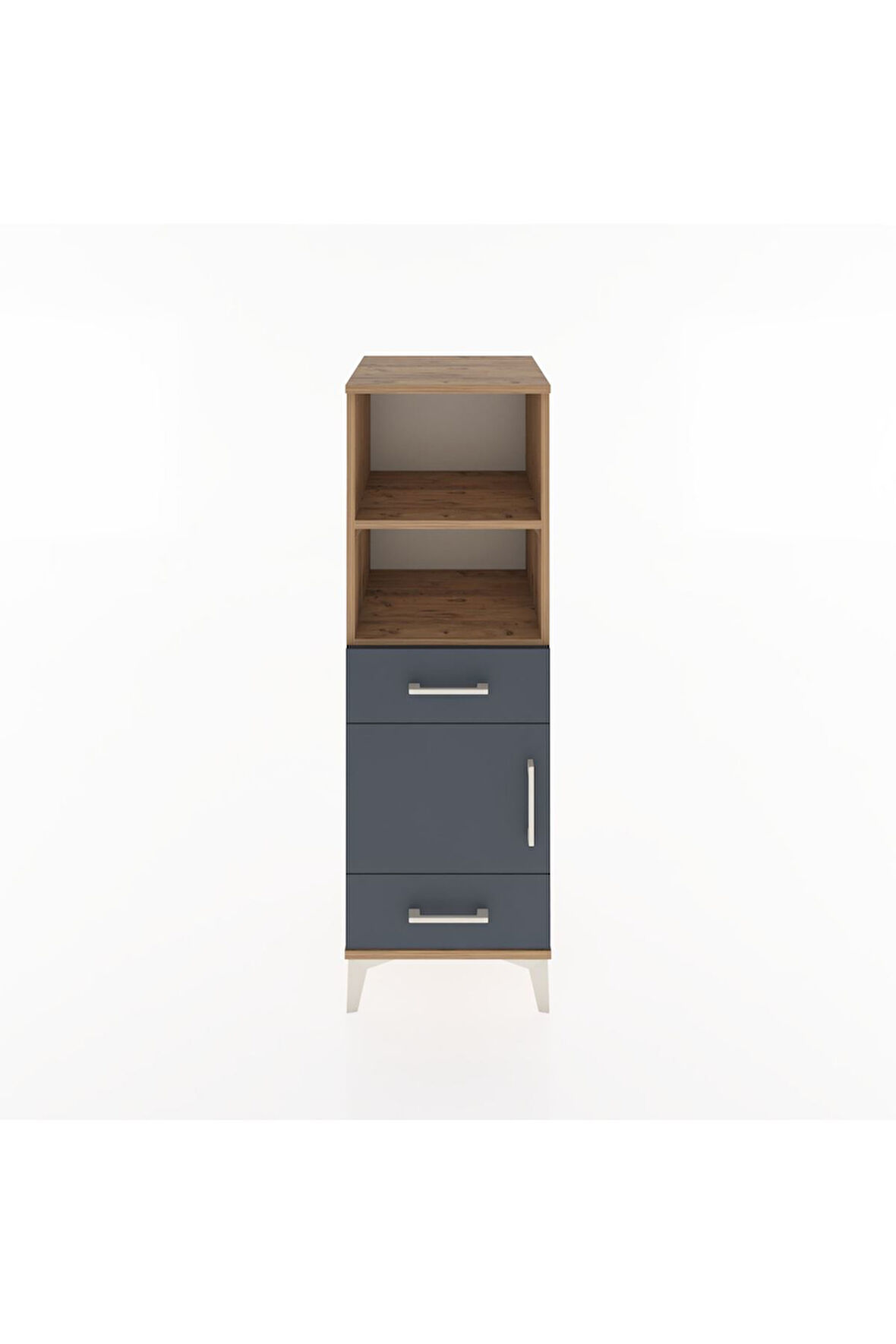 Hyperion Dolap 3 Raflı 2 Çekmeceli Tek Kapaklı 44x44x134 Çam-Antrasit