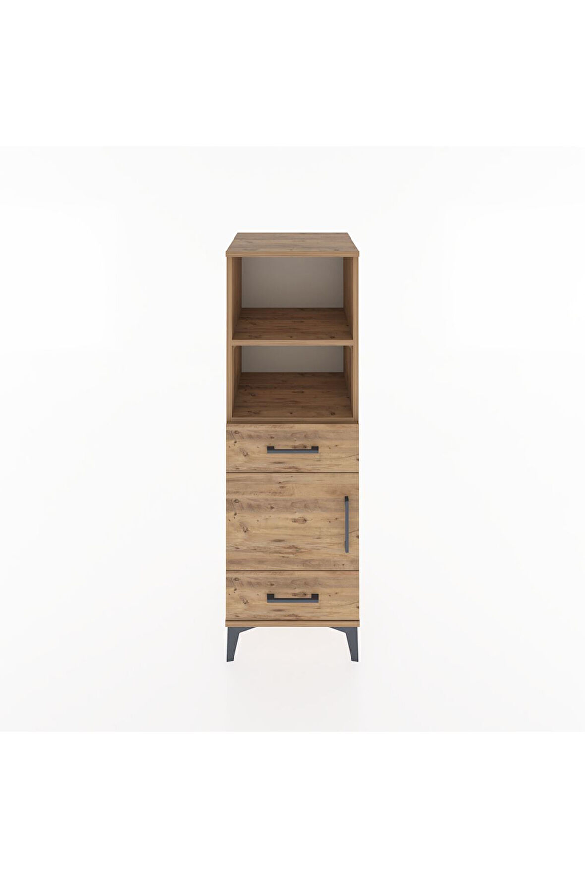 Hyperion Dolap 3 Raflı 2 Çekmeceli Tek Kapaklı 44x44x134 Çam-Çam