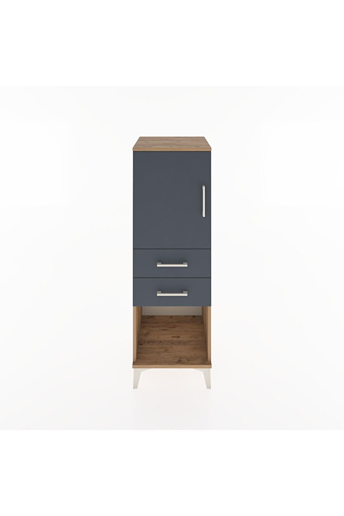 Hyperion Dolap 2 Raflı 2 Çekmeceli Tek Kapaklı 44x44x134 Çam-Antrasit