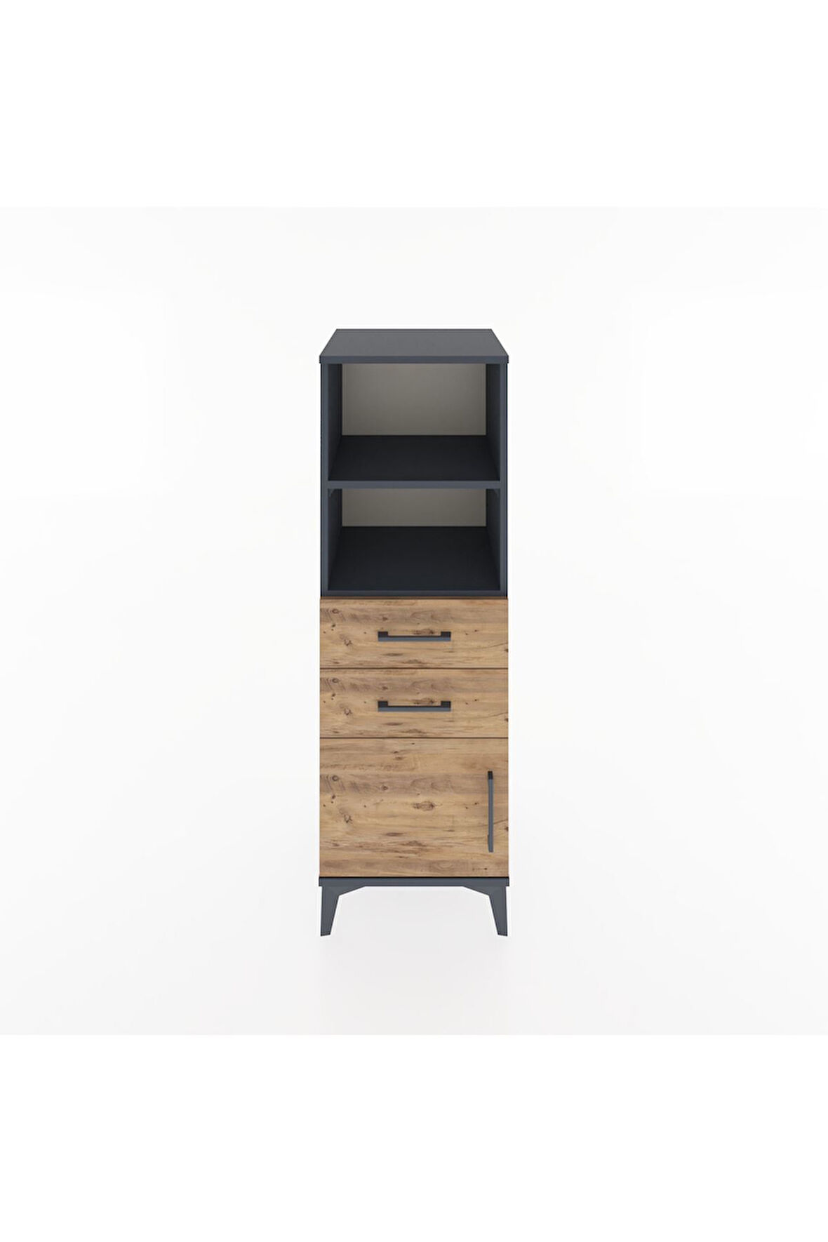 Hyperion Dolap 2 Raflı 2 Çekmeceli Tek Kapaklı 44x44x134 Antrasit-Çam