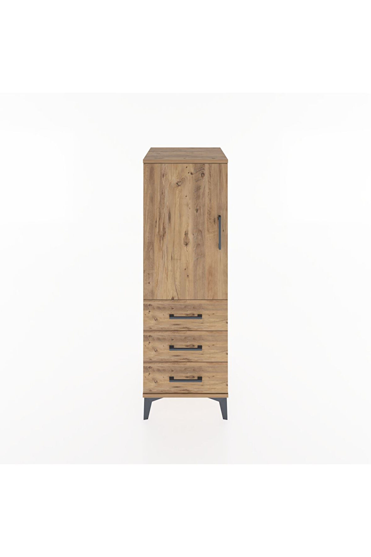 Hyperion Dolap 2 Raflı 3 Çekmeceli Tek Kapaklı 44x44x134 Çam-Çam