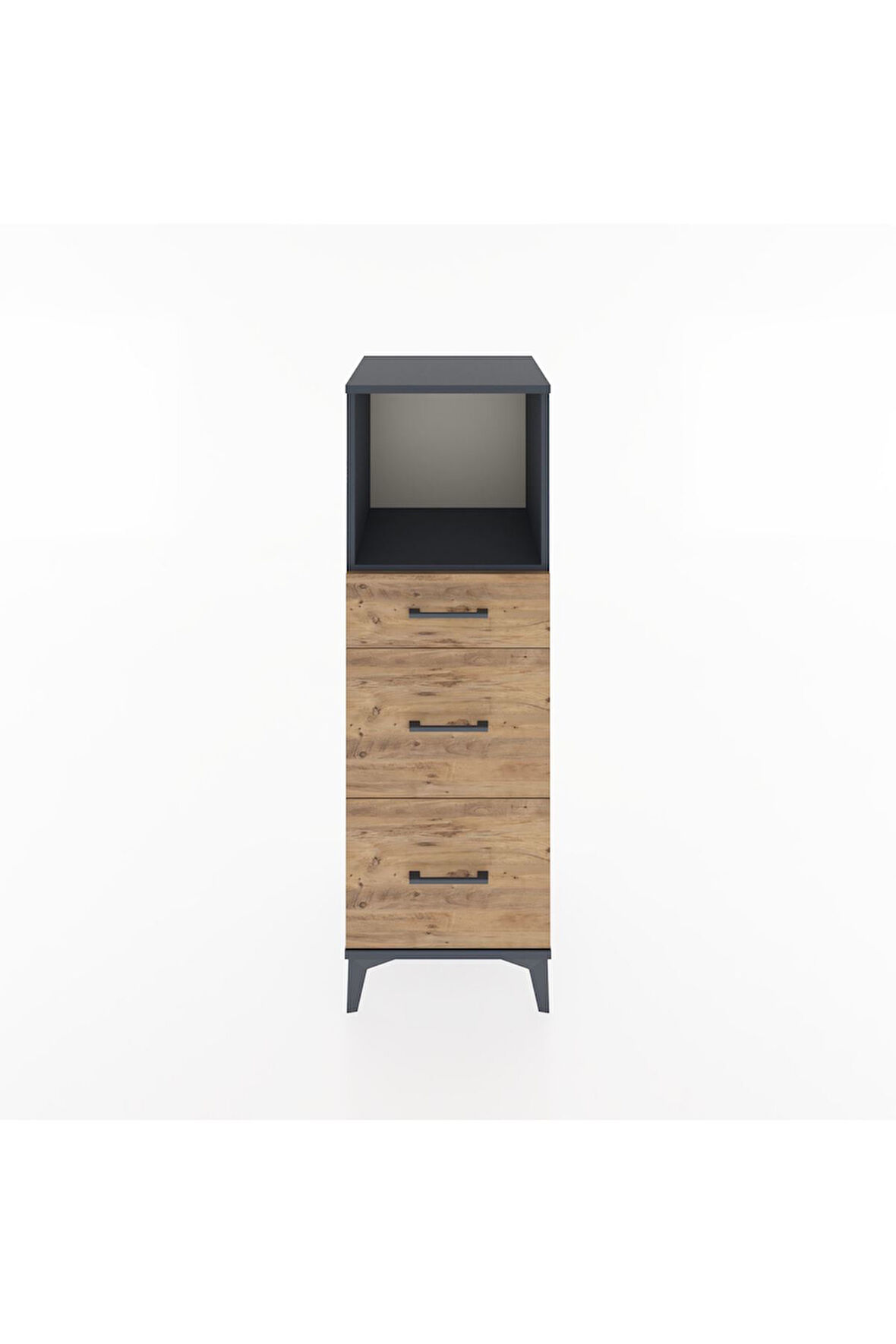 Hyperion Dolap Tek Raflı 3 Çekmeceli 44x44x134 Antrasit-Çam