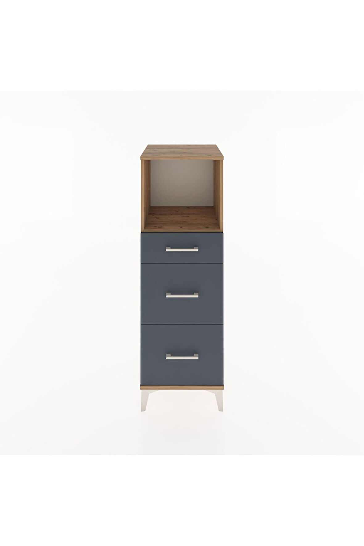 Hyperion Dolap Tek Raflı 3 Çekmeceli 44x44x134 Çam-Antrasit