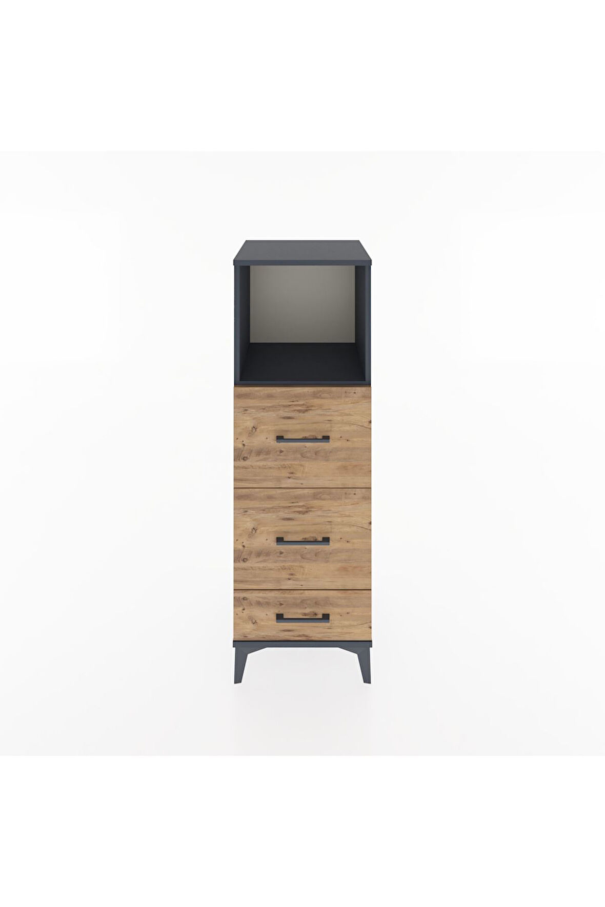 Hyperion Dolap Tek Raflı 3 Çekmeceli 44x44x134 Antrasit-Çam