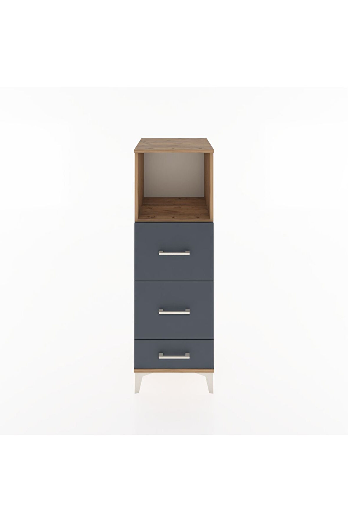 Hyperion Dolap Tek Raflı 3 Çekmeceli 44x44x134 Çam-Antrasit