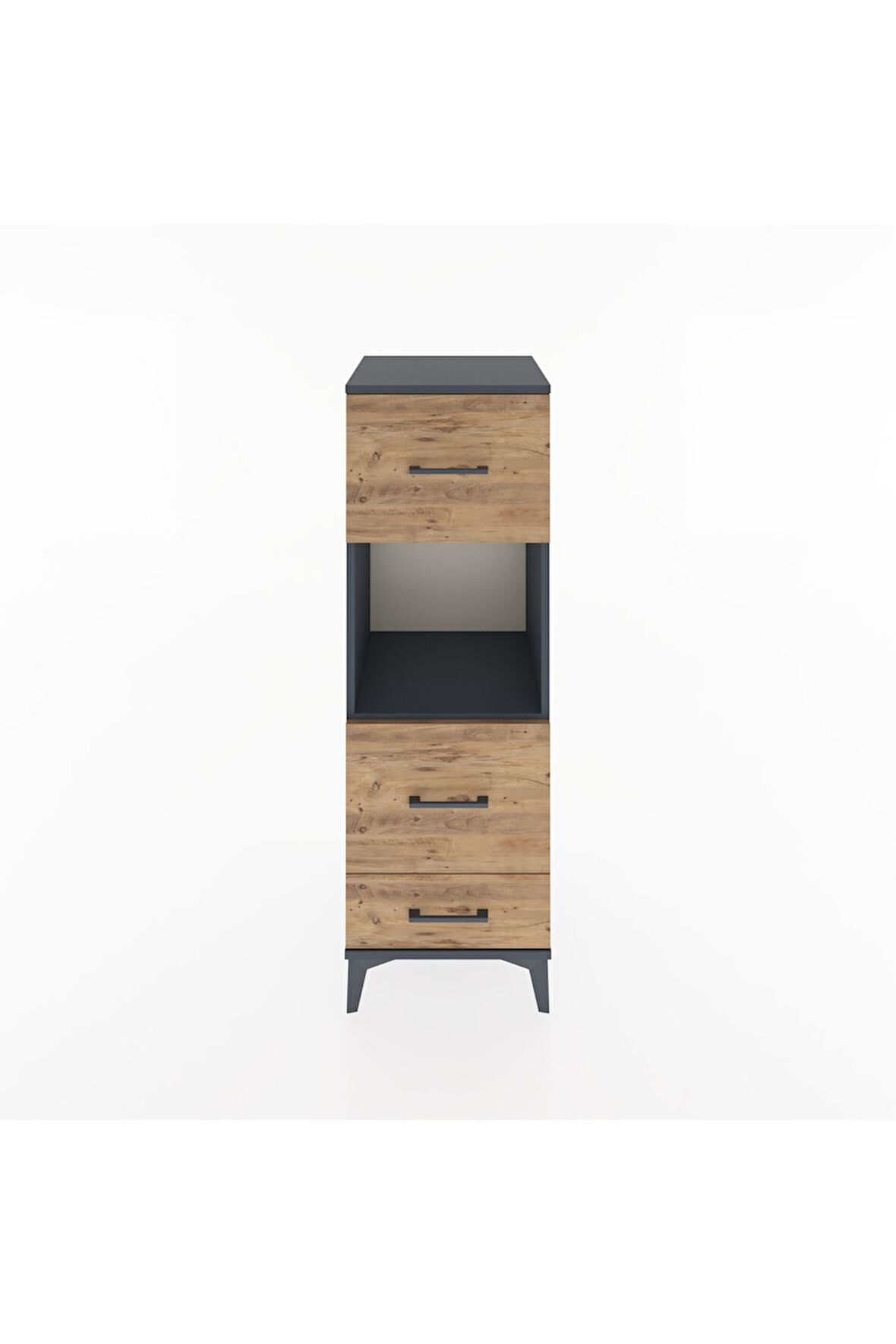 Hyperion Dolap Tek Raflı 3 Çekmeceli 44x44x134 Antrasit-Çam