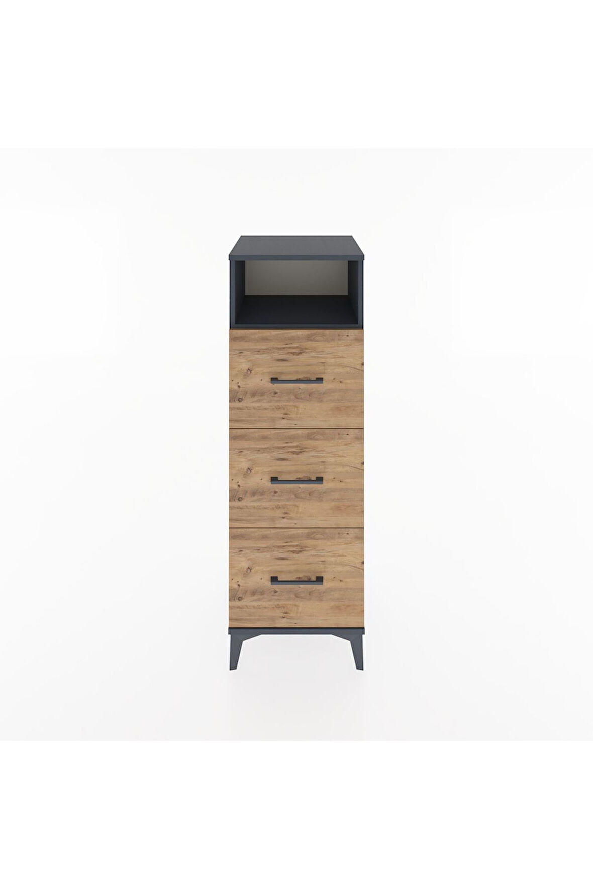 Hyperion Dolap Tek Raflı 3 Çekmeceli 44x44x134 Antrasit-Çam