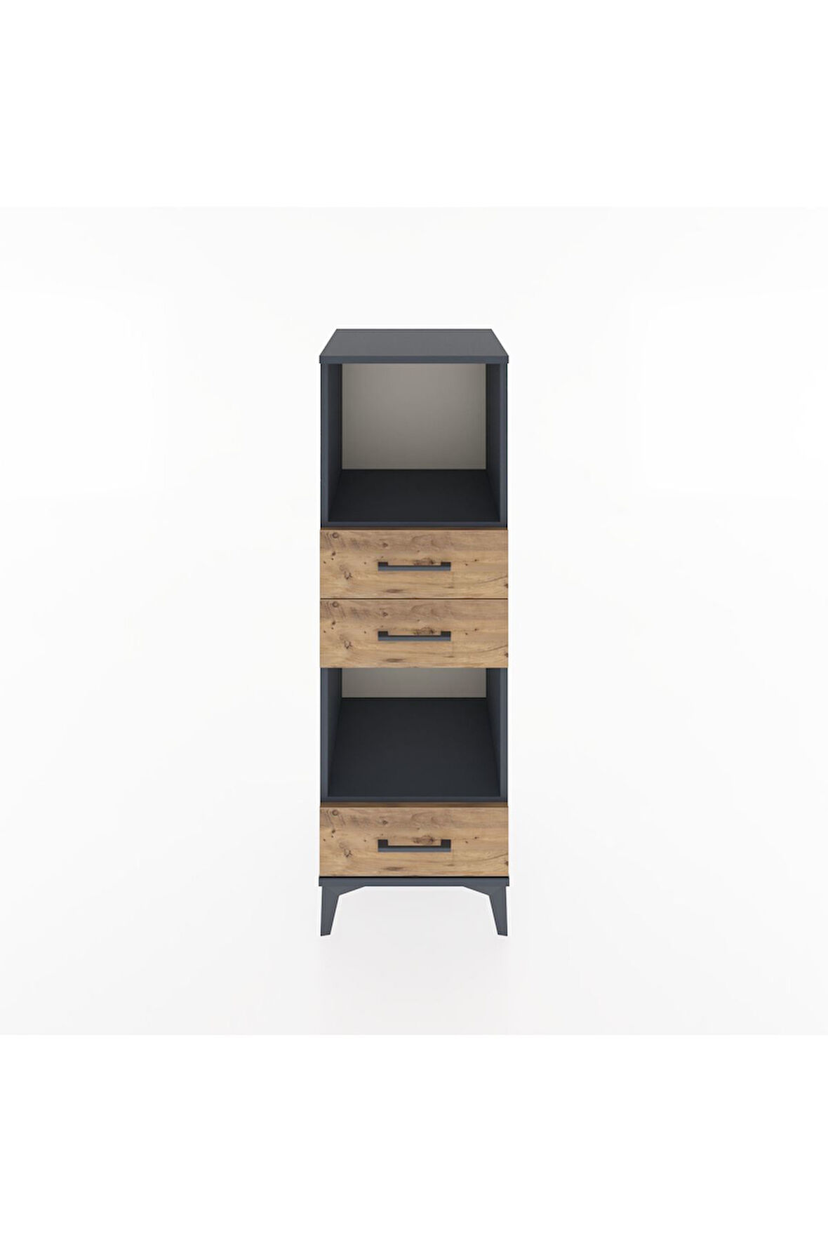 Hyperion Dolap 2 Raflı 3 Çekmeceli 44x44x134 Antrasit-Çam