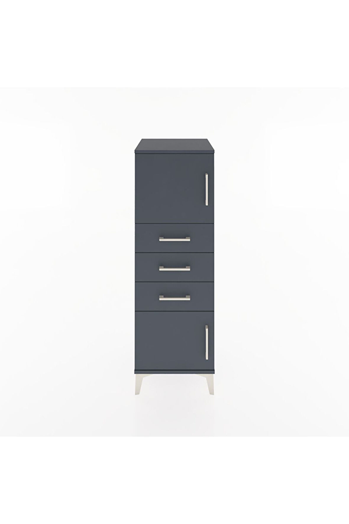 Hyperion Dolap Tek Raflı 3 Çekmeceli 2 Kapaklı 44x44x134 Antrasit-Antrasit