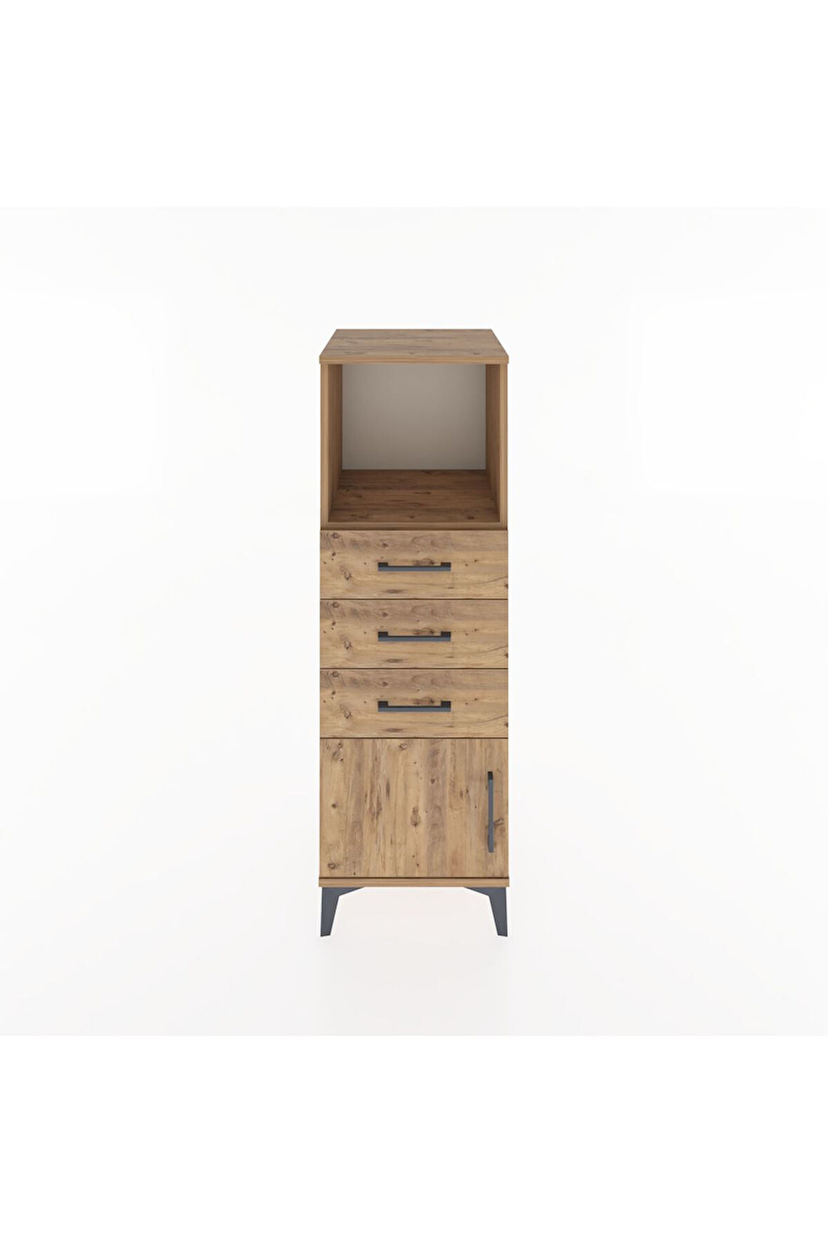 Hyperion Dolap Tek Raflı 3 Çekmeceli Tek Kapaklı 44x44x134 Çam-Çam