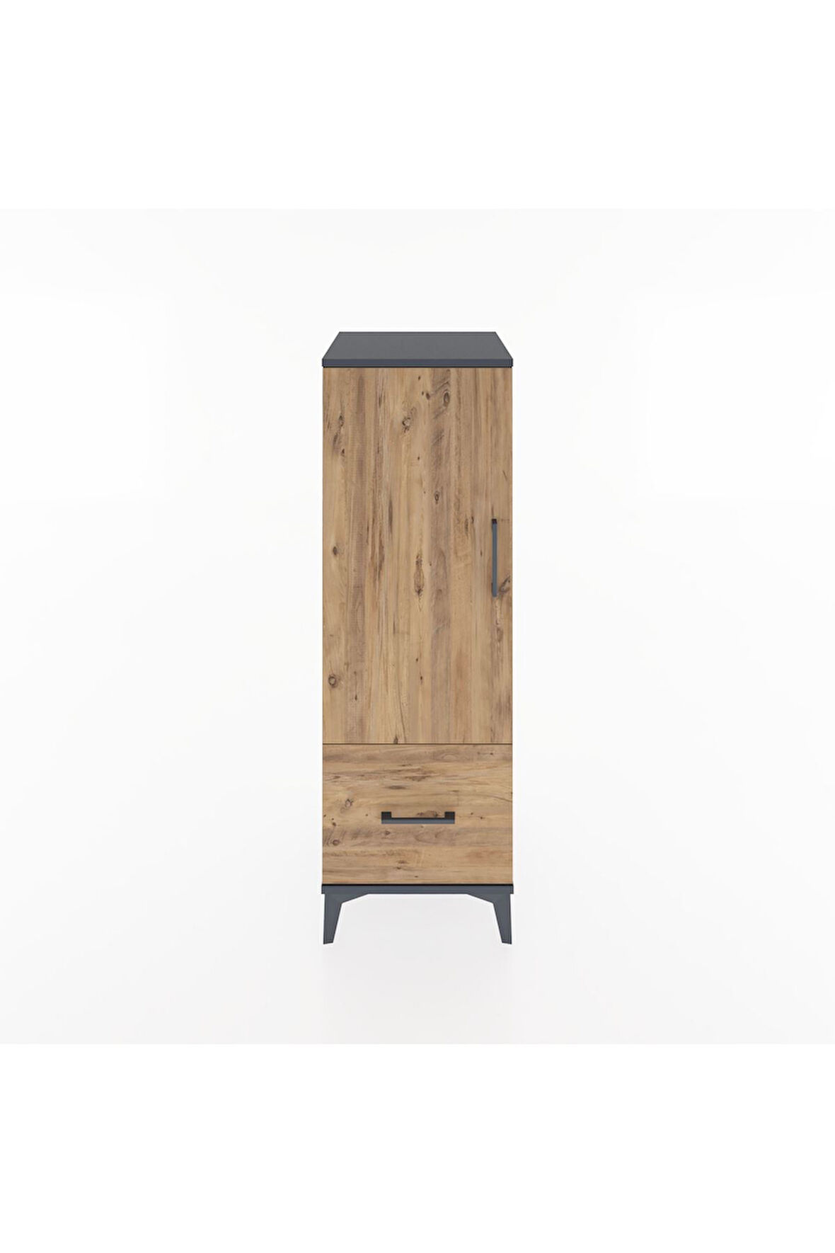 Hyperion Dolap Tek Raflı Tek Çekmeceli Tek Askılı 44x44x134 Antrasit-Çam