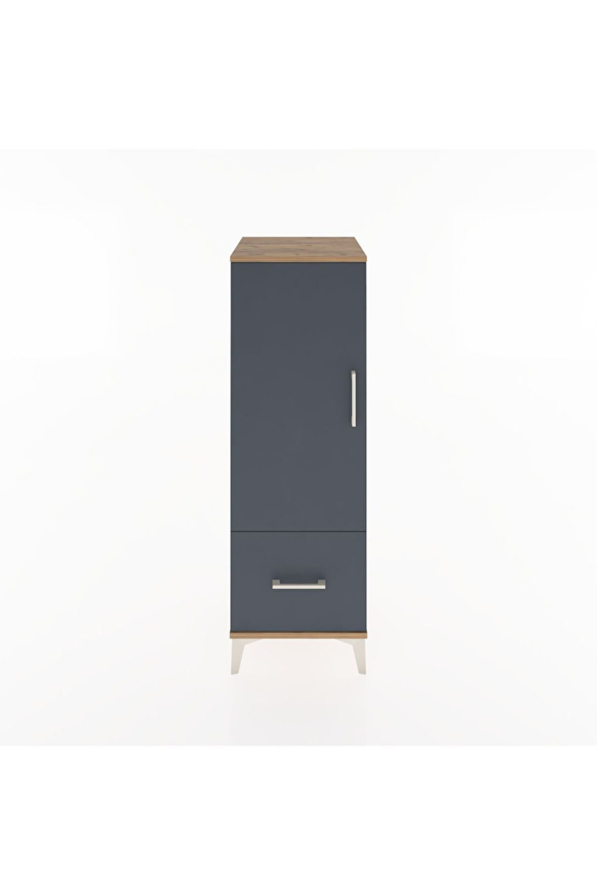 Hyperion Dolap Tek Raflı Tek Çekmeceli Tek Askılı 44x44x134 Çam-Antrasit