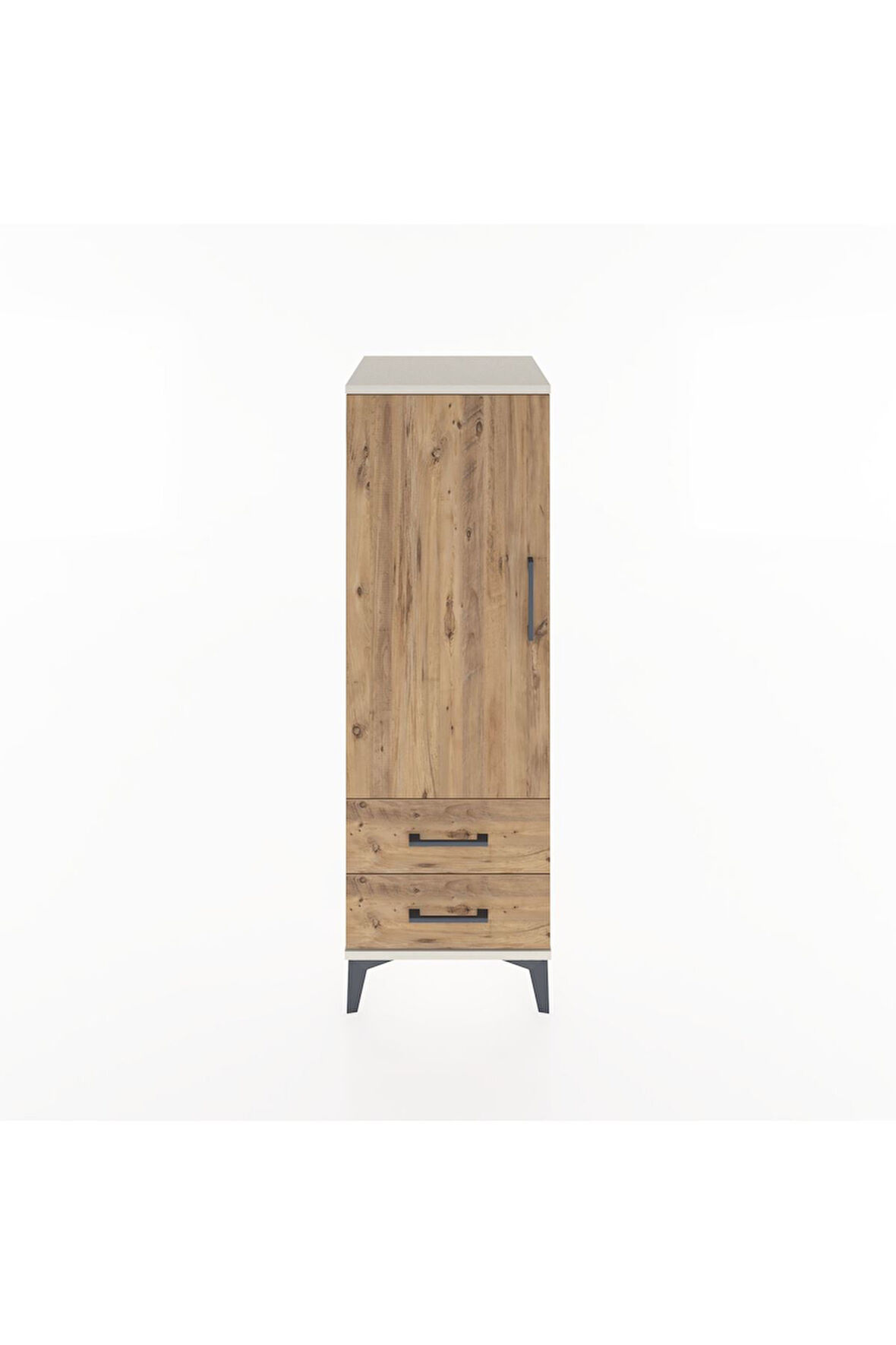 Hyperion Dolap Tek Raflı 2 Çekmeceli Tek Askılı 44x44x134 Aytaşı-Çam