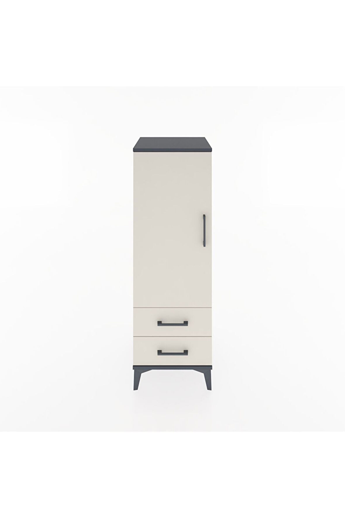 Hyperion Dolap Tek Raflı 2 Çekmeceli Tek Askılı 44x44x134 Antrasit-Aytaşı