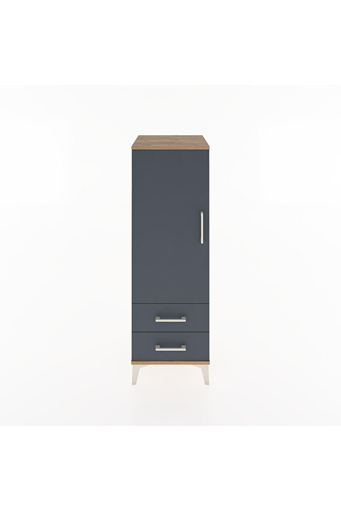 Hyperion Dolap Tek Raflı 2 Çekmeceli Tek Askılı 44x44x134 Çam-Antrasit