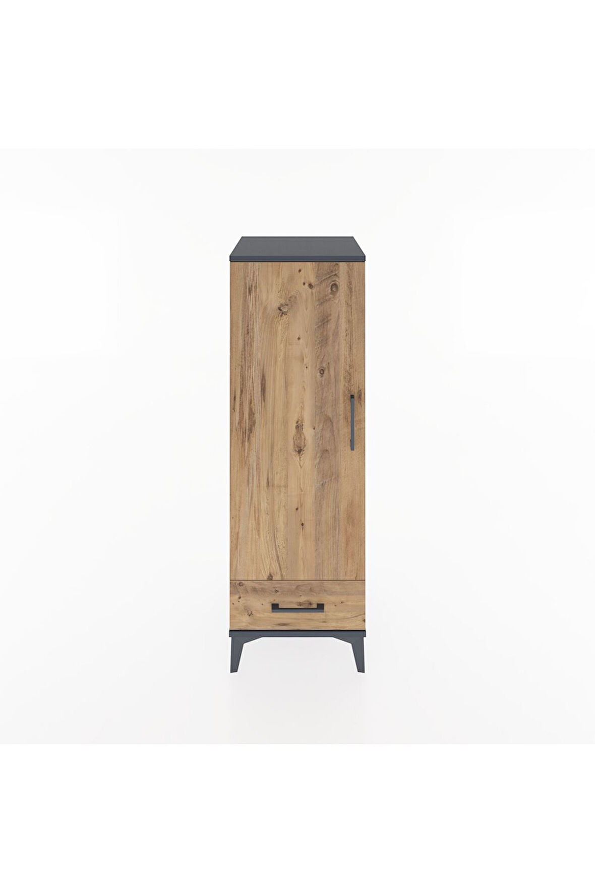 Hyperion Dolap Tek Raflı Tek Çekmeceli Tek Askılı 44x44x134 Antrasit-Çam