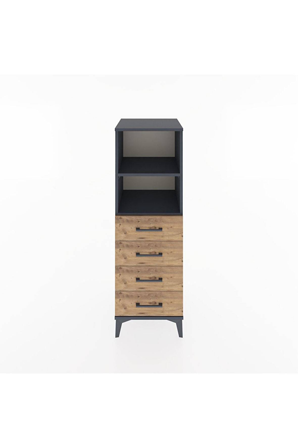 Hyperion Dolap 2 Raflı 4 Çekmeceli 44x44x134 Antrasit-Çam