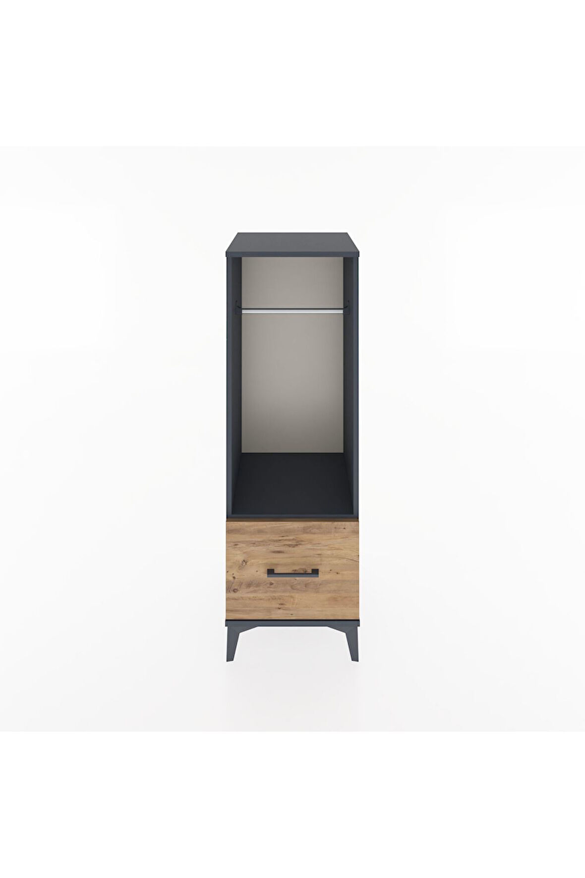 Hyperion Dolap Tek Raflı Tek Çekmeceli Tek Askılı 44x44x134 Antrasit-Çam